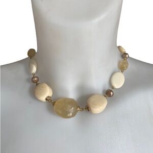 Nygard Collection Cream and Gold Textured Beaded Necklace NWT